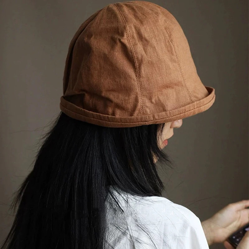 Linen Curled Edge Sun Hats For Women Foldable Bucket Hat Summer Visors Caps Female Panama Bob Outdoor Beach Fisherman Caps Gorro 260208