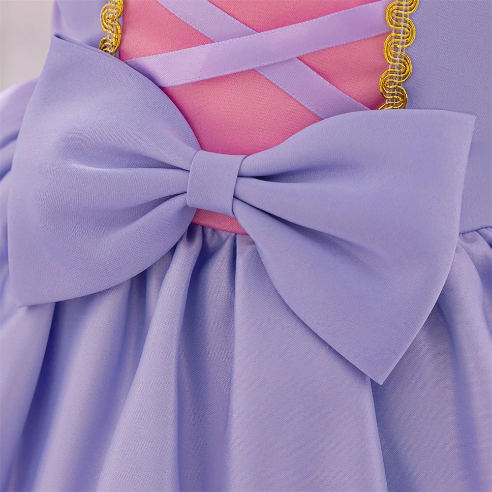 Baby Girls Rapunzel Party Dress Kids Sleeping Beauty Little Girl Purple Princess Gown Toddler Big Bow Fluffy Evening Clothes 260124