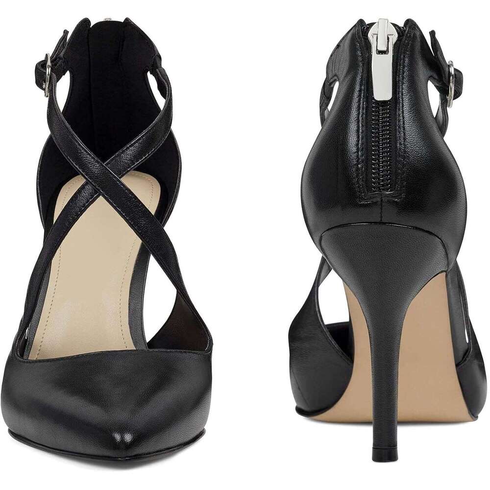 Womens Pumps High Heels Pointed Toe Crossed Strap D Orsay Zip Up Stilettos Party Dress Shoes