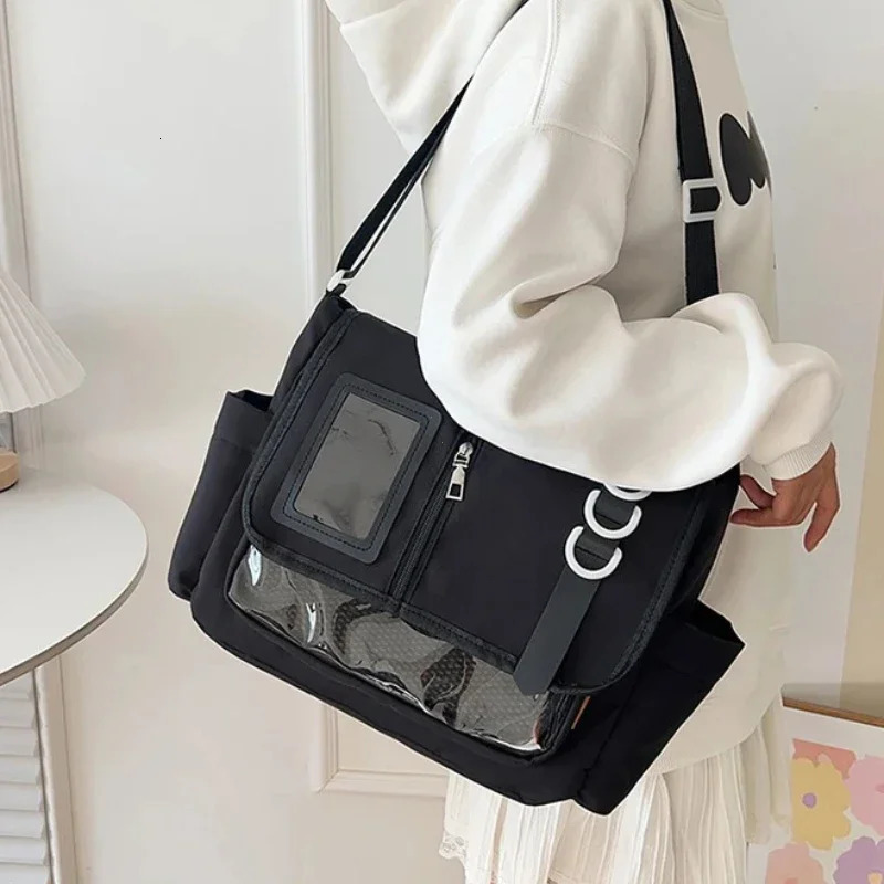 Y2K Japanese Harajuku School Bags for Girls Transparent Itabag Shoulder Crossbody Bag DIY Badges Display Plate Ita 260120