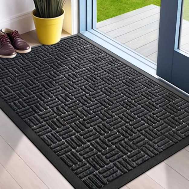 Loop Pile Embossed Rubber Doormat Foot Scraper Mud Cleaner Wear-resistant Simple Door Mat Non-slip Dirt-resistant Entryway Entrance Mat S260207