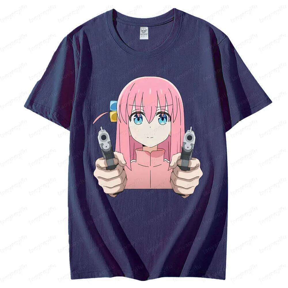 BOCCHI THE ROCK Funny Bocchi Girl Printed Short Sleeve Men Women Universal Fashion Casual Crewneck T-shirt Anime Enthusiast Tee X260209
