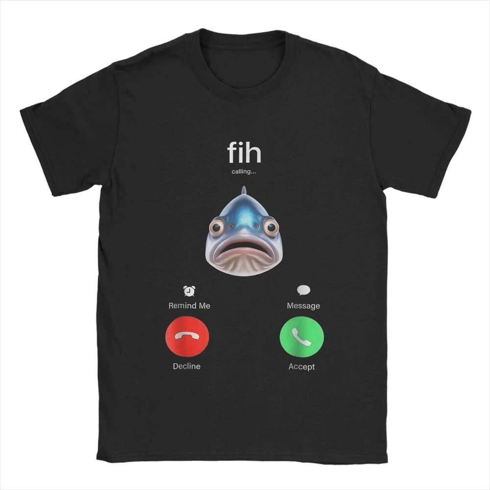Men's T-Shirts Fih Calling Remind Me Message Funny 100% Cotton Tees Short Sleeve T Shirts Crewneck Clothes Birthday Gift X260209