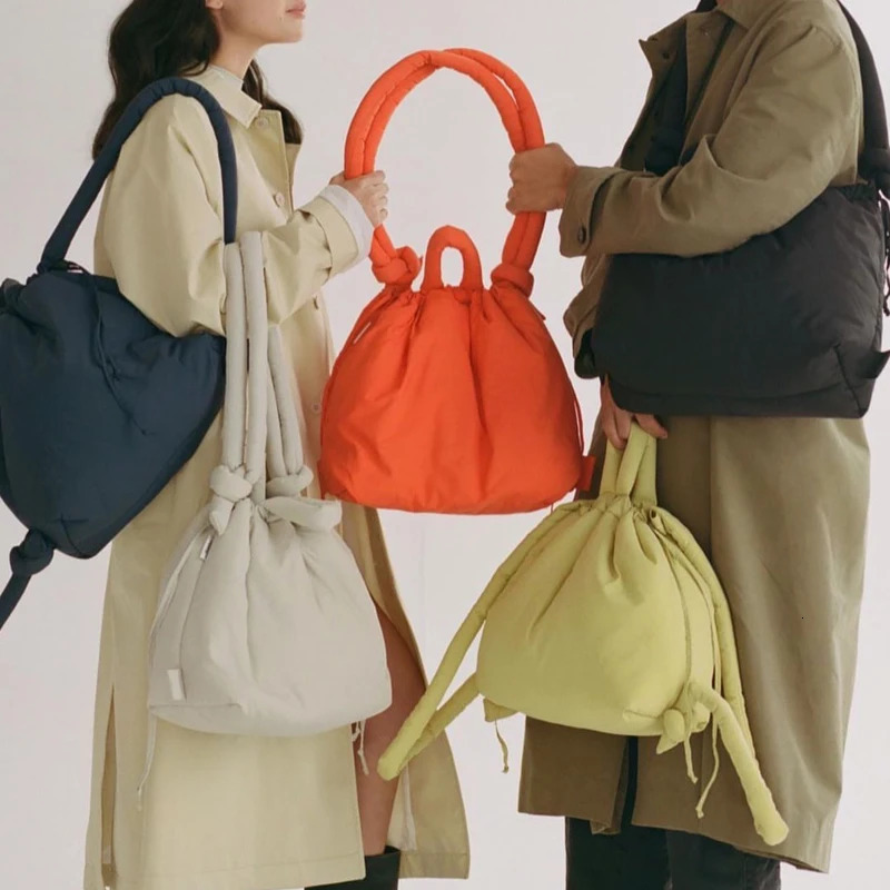 Casual nylon padded tote bag er soft puffer women shoulder crossbody bags Simple Vintage large capacity handbags 2025260128
