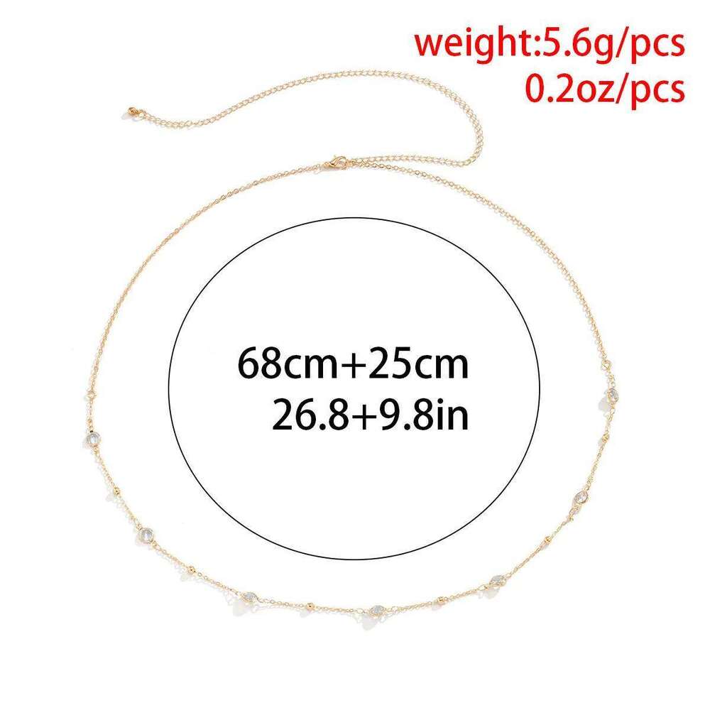 Women New Metal Double Layer Imitation Crystal Fashion Sexy Adjustable Waist Chain Body Jewelry X260209