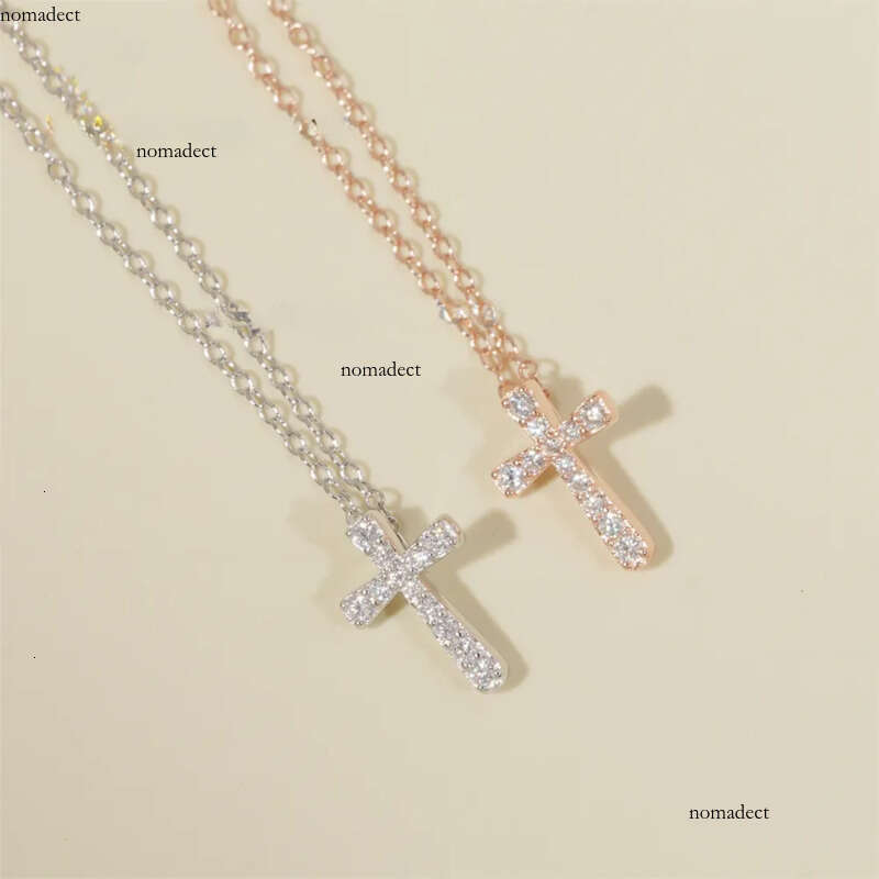 Pure Sterling Sier Jewelry Iced Out Design Moissanite for Women Wedding Gift Bling Cross Necklace ee
