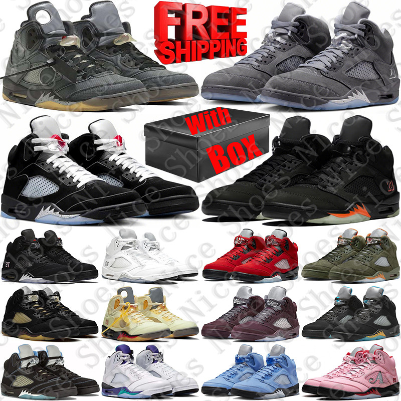 Free Shipping With Box Designer Basketball 5 5s Shoes matalic Wolf Grey sneakers for Black Metallic mens Anthracite Grape Fire Red trainers