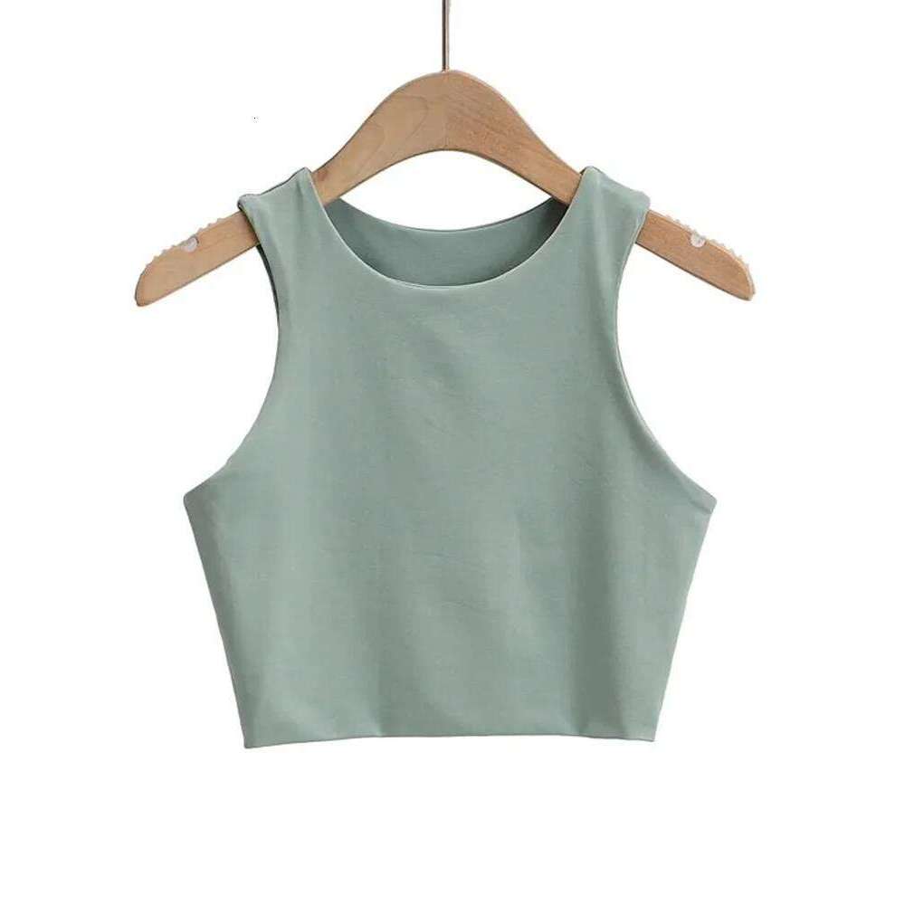 2023 Summer Fashion Women Sexy Slim O-neck Sleeveless Double Nylon Ladies Good Quality Tank Tops 6 Colors 26Y0209