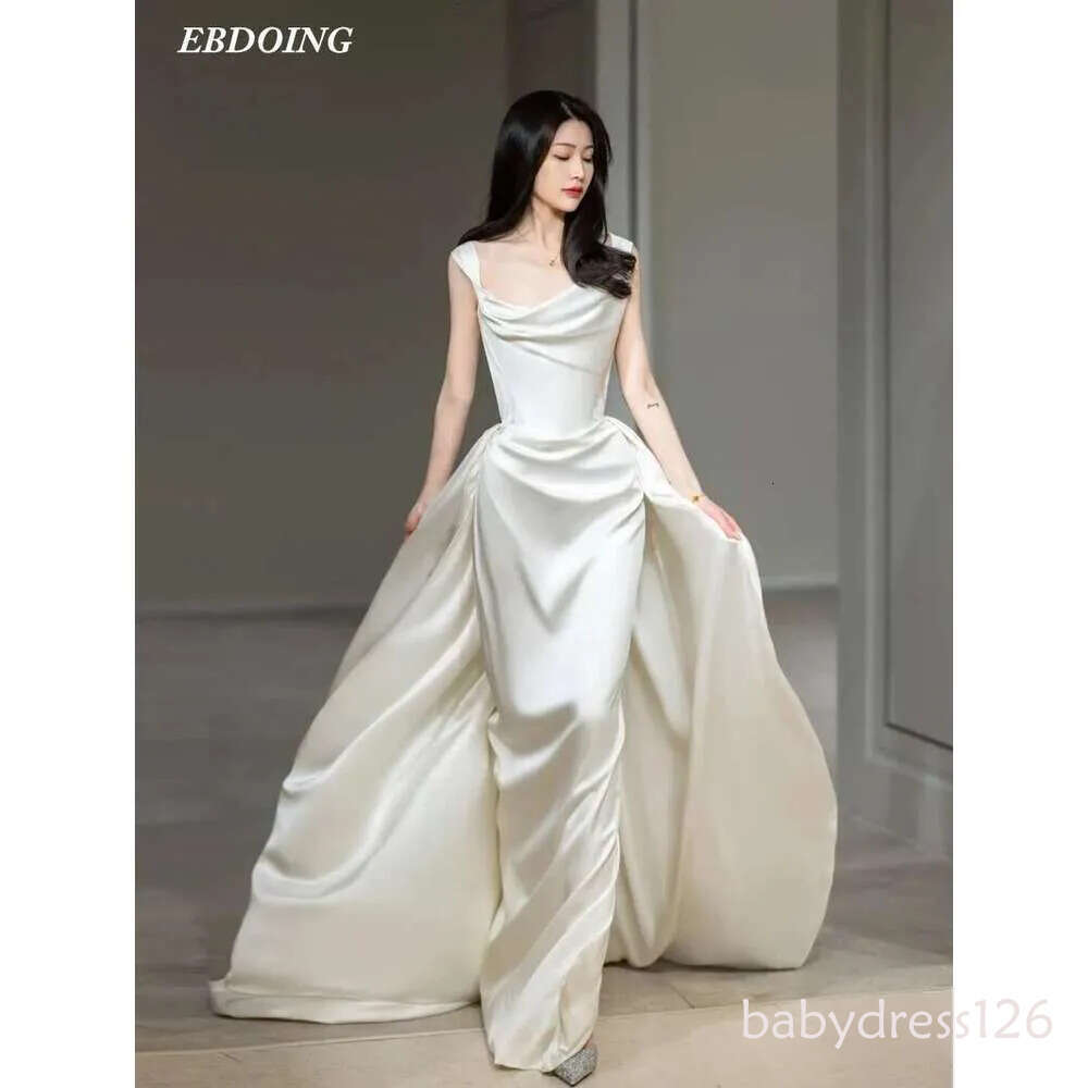 Mermaid Satin Wedding Dress for Bride, Boat Neck, Neckline, Off Shoulder, Made to Order, Plus Size, Newest
