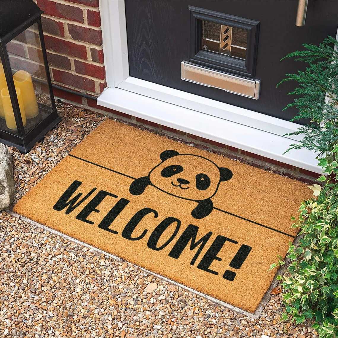 Entrance door faux coconut brown doormat thick crystal velvet American-style door mat with fun text welcome mat S260207