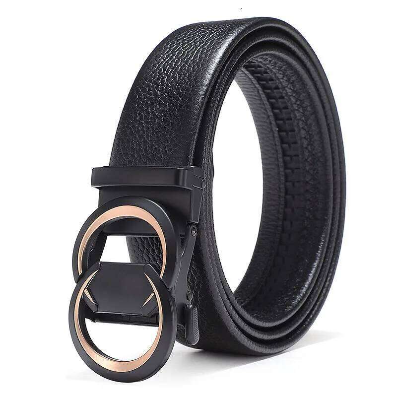 Fashion Alloy Automatic Buckle Belt Business Casual Genuine Leather Men's Belts Luxury High Quality Waist Band 3.5Cm