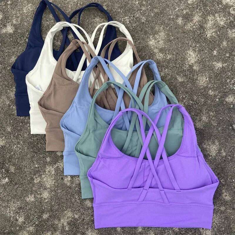 Cross Straps Bra Women Gym Sports Top High Support Fitness Bralette Yoga Vest Push Up Running Underwear With Chest Pad 26Y0209