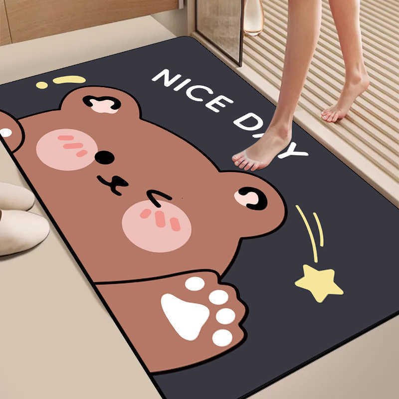 Diatomaceous Earth Cartoon Cute Absorbent Mat Bathroom Mat Non-Slip Quick-Dry Door Mat Washroom Foot Mat S260207