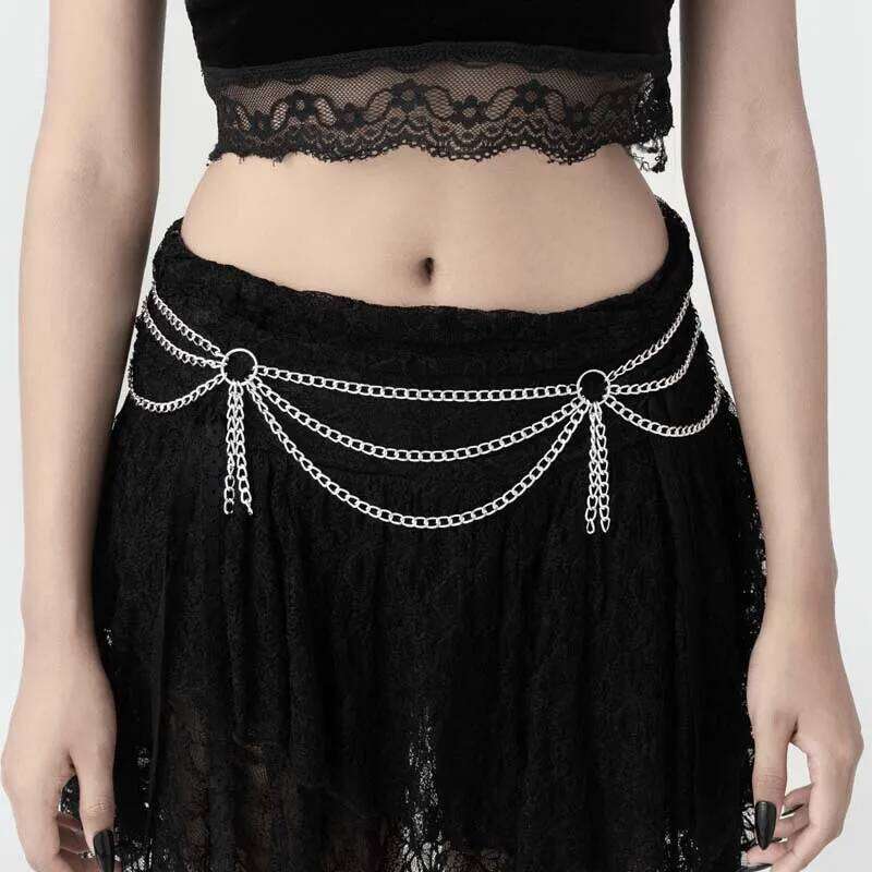 Exaggerated Silver Color Tassel Waist for Women Vintage Metal Multi Layer Geometric Body Chain Charm Jewelry Accessories X260209