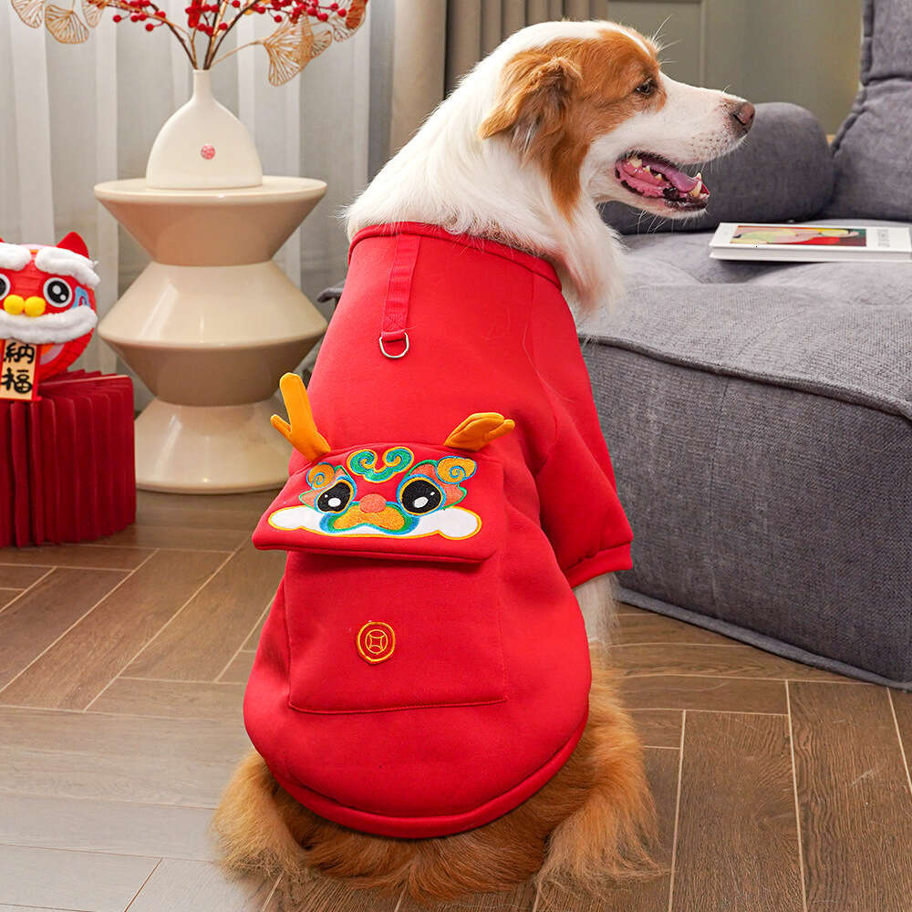 Pet New Year Autumn Winter Warm Large Golden Retriever Border Collie Dog Apparel Cat Clothes Wholesale