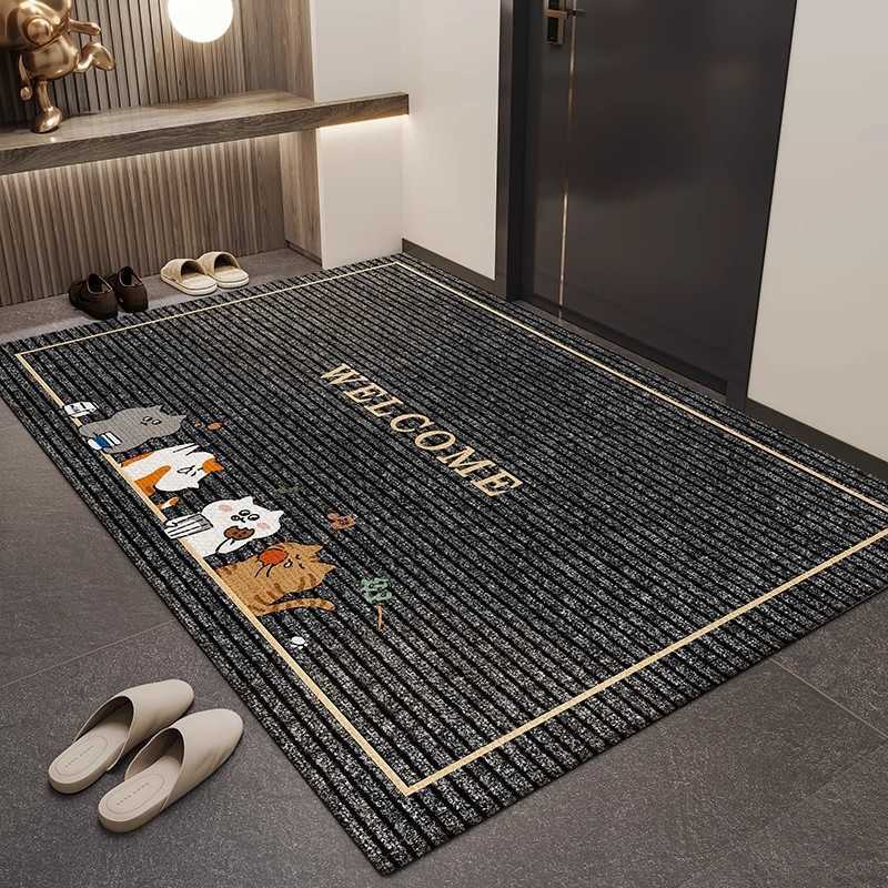 Cartoon Crystal Velvet Doormat Entryway Mat Entrance Dust Removal Dirt Wiping Foot Mat Household Dirt-Resistant Easy to Clean Mat S260207