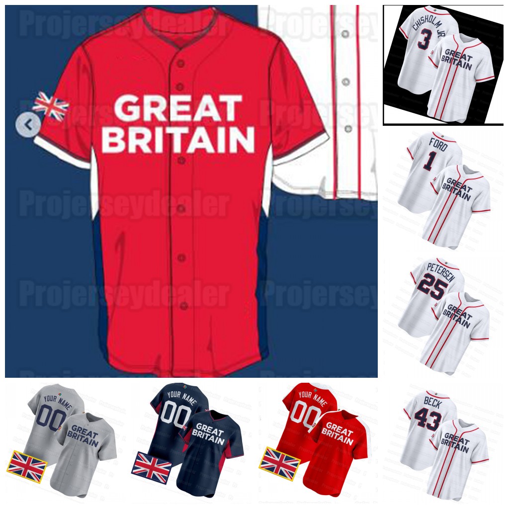 3 Chisholm Jr. Team Great Britain 2026 WBC Jersey World Baseball Classic Jack nderson Beck 19 Tristan Beck Benoit 41 Cresswell 30 Eaton Fernander Knowles