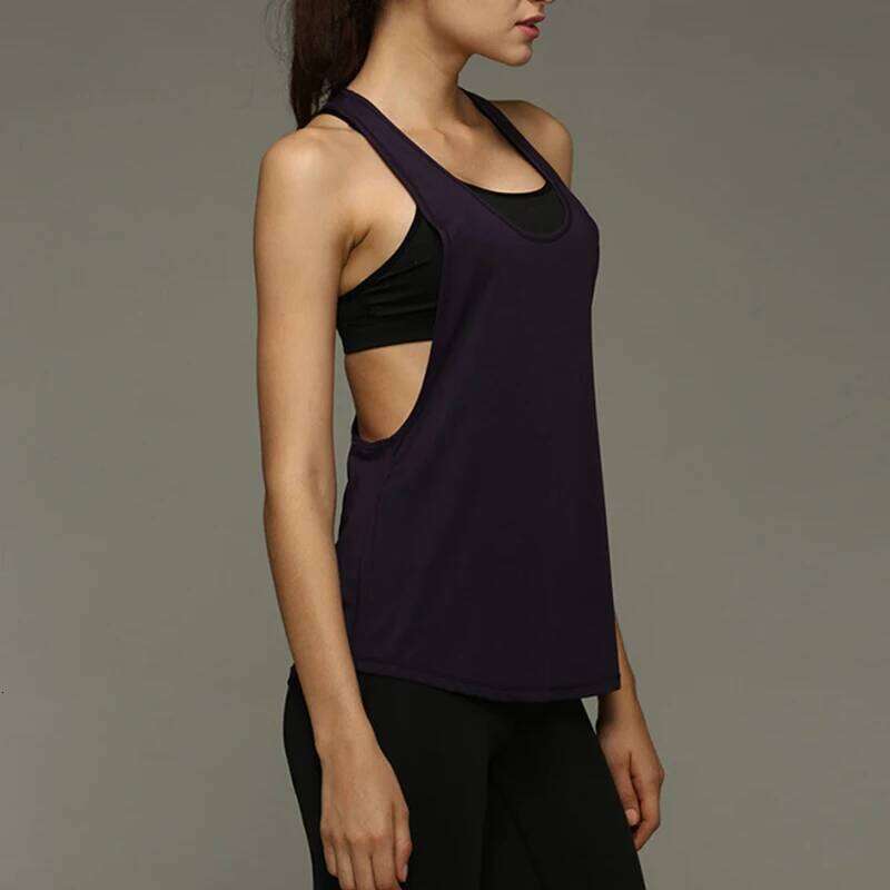 Women Sleeveless Racer Yoga Shirts Singlet Athletic Fitness Sport Tank Tops Workout Gym Running Training Pilates Vest 26Y0209