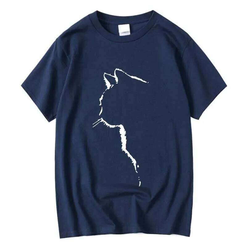Men's T-shirt Quality 100% Cotton Short Sleeve Cool Cat Print O-neck Casual Loose Hip Hop for Men Summer Male Tee Top X260209