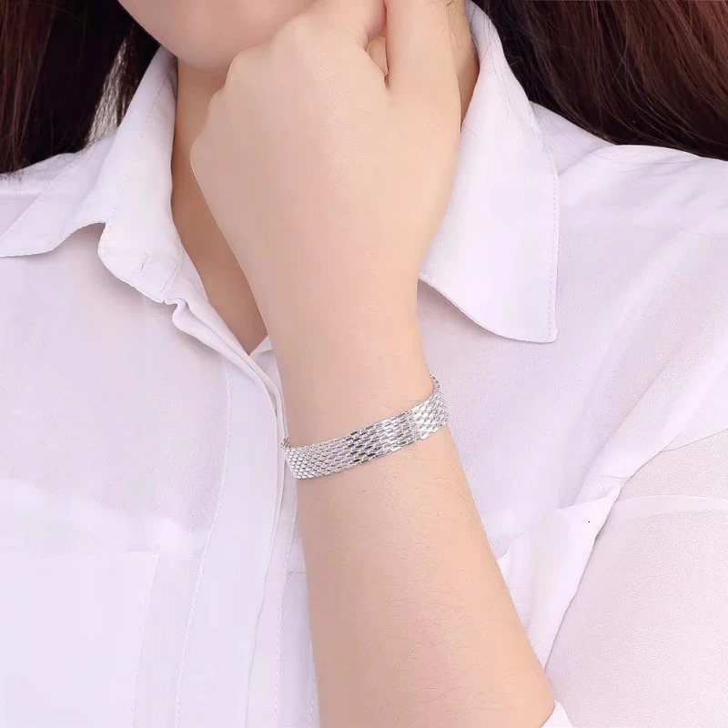 925 Sterling Silver Bracelets For Women Exquisite Fashion Weaving Chain Wedding Party Christmas Gifts Jewelry 260128