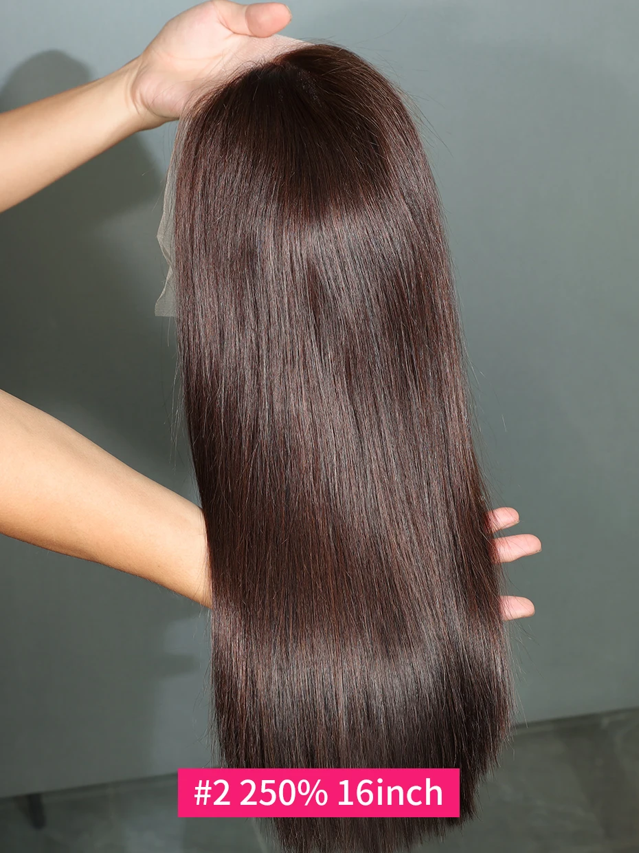 Brown Chocolate Color 250 Density Lace Frontal Wig Human Hair Raw Vietnamese Double Drawn 13x4 long lob Bob blunt cut Lace Front Human Hair Wigs
