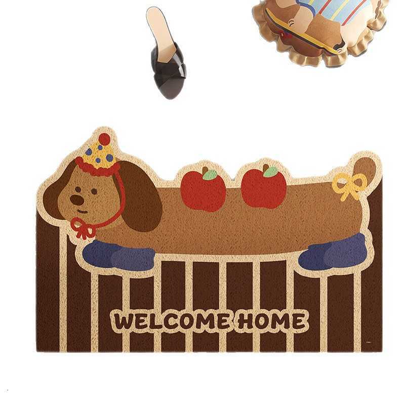 Vintage-style dachshund dog entrance door mat home use dirt-resistant dust-absorbing can be cut to size non-slip foyer mat S260207