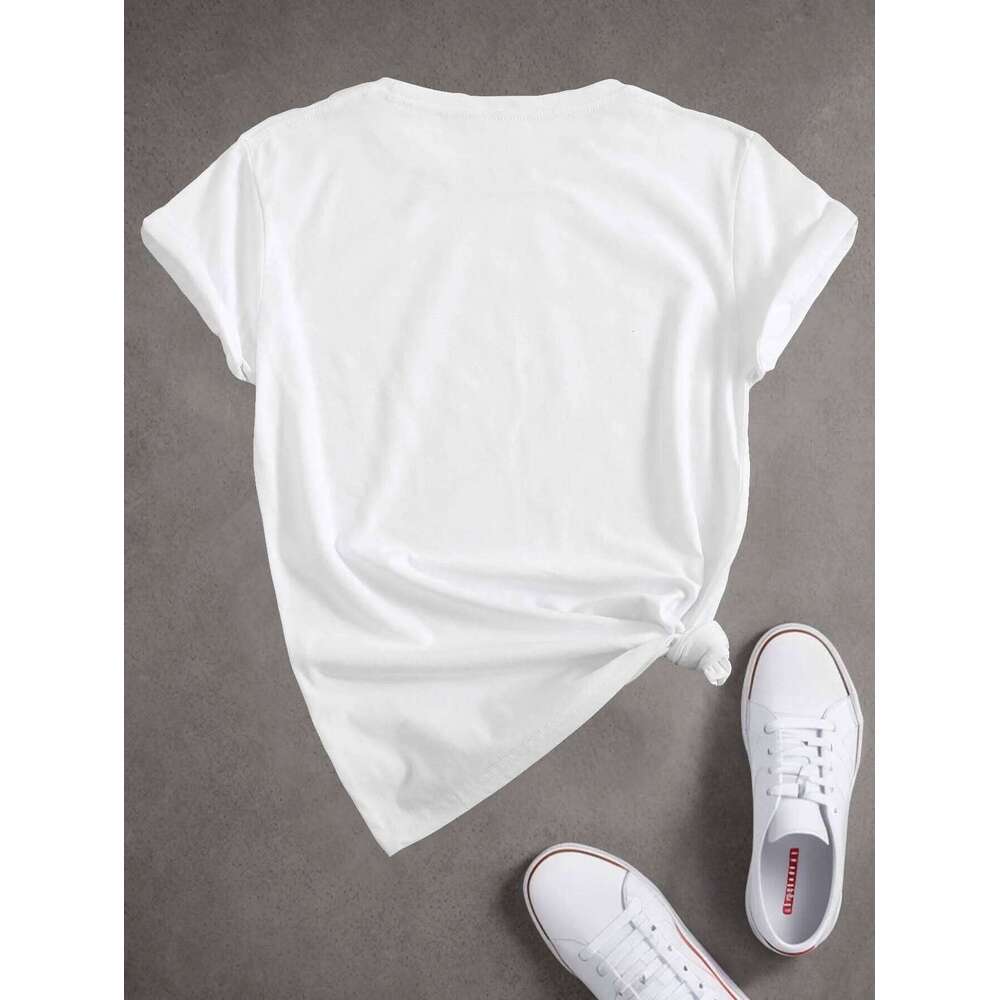 Women's Black Short Sleeve Crew Neck T-Shirt Robin Print Casual Comfort Fit Versatile Top Fashion Graphic T Shirts Personality X260209