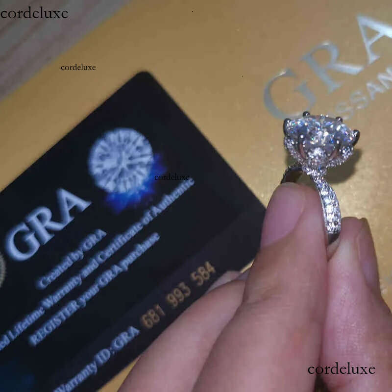 ring Custom Name Certified 5 Carat Dia Engagement Ring Women 14K White Gold Sterg Sier Bridal Moissanite Rings Wedding Band b6