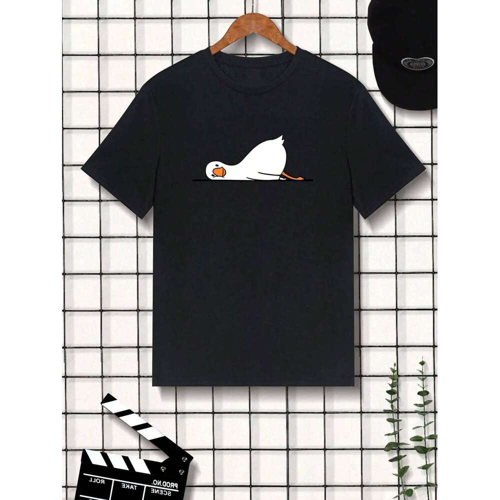 Men'S Cartoon Duck Graphic Tee Men Printed Crew Neck Short Sleeve Casual T-Shirt Oversized T Shirt X260209