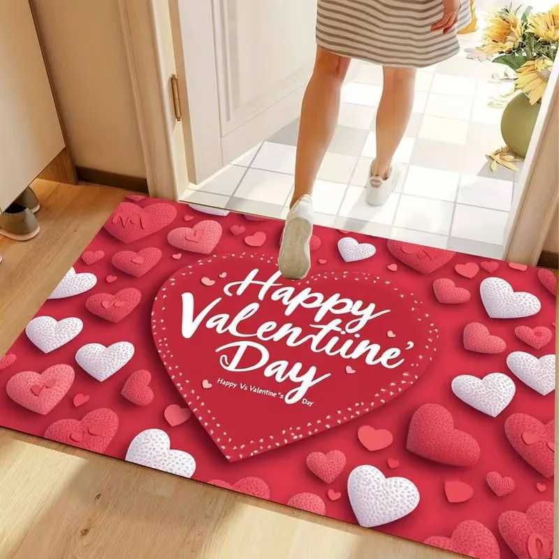 Valentines Day Love Heart Gnome Doormat Non-Slip Rugs for Living Room Bedroom Kitchen Mat Machine Washable Home Decor Carpet S260207