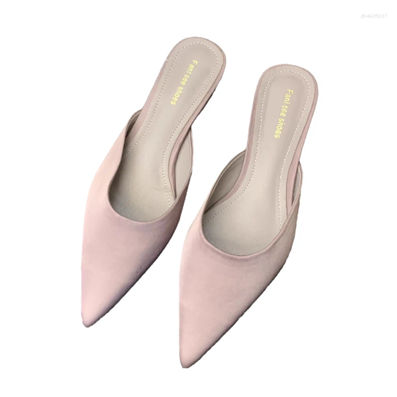 Slippers Women Pointed Toe Elegant Slingback Mules Shoes Summer Women's Sandals 2026 Low Heels Fashion Slides Mujer Sandalias