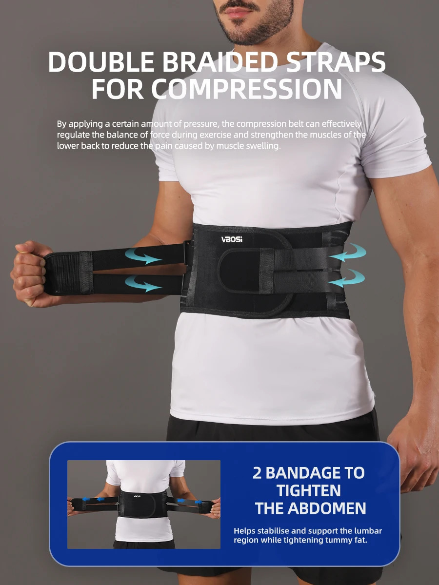 VBOSi Adjustable Breathable Waist Support Lower Back Brace for Men And Women with Metal Stabilizers 260202
