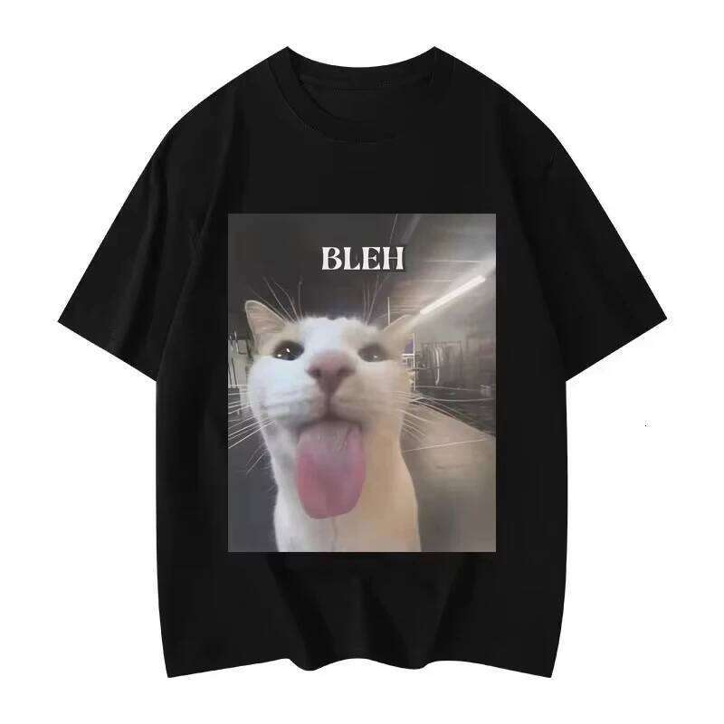 Bleh Funny Cat Meme Graphic Printed T Shirts Unisex Fashion Trend T-shirts Summer Casual Short Sleeve Clothing X260209