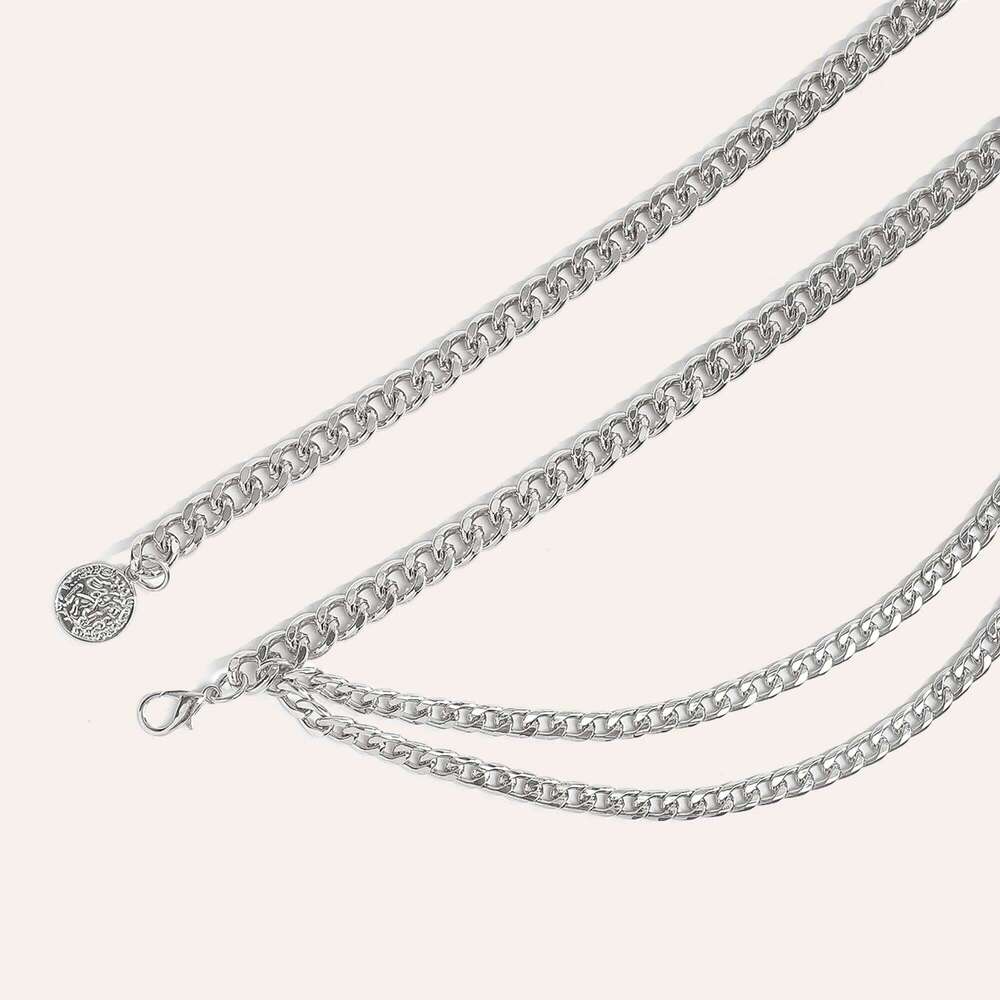 1 Piece Multi-Layer Metal Waist Chain for Women Unique Versatile Dress Belt Accessory X260209