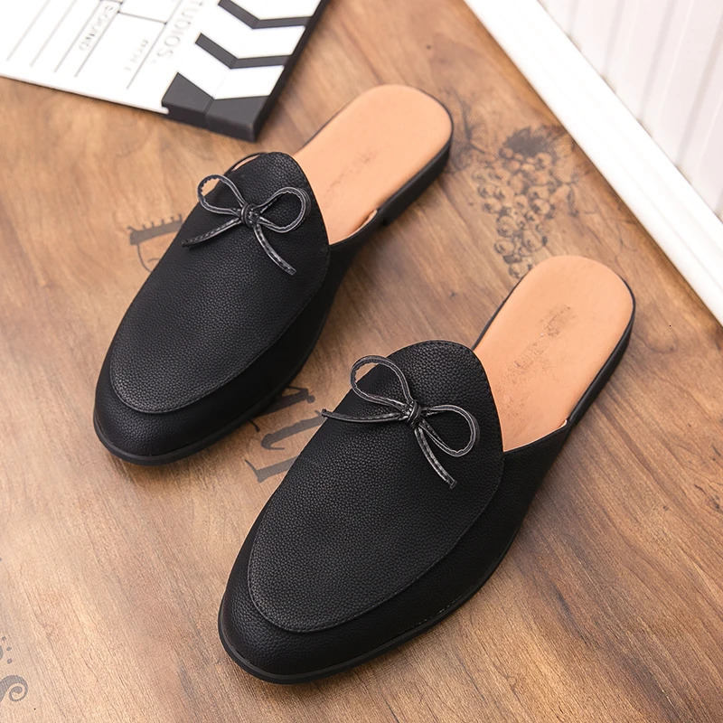 Classic Men Half Slippers Lightweight Leathe Muller Shoes Loafers Male Comfy Flats Lazy Soft Handmade Casual Footwear 260126