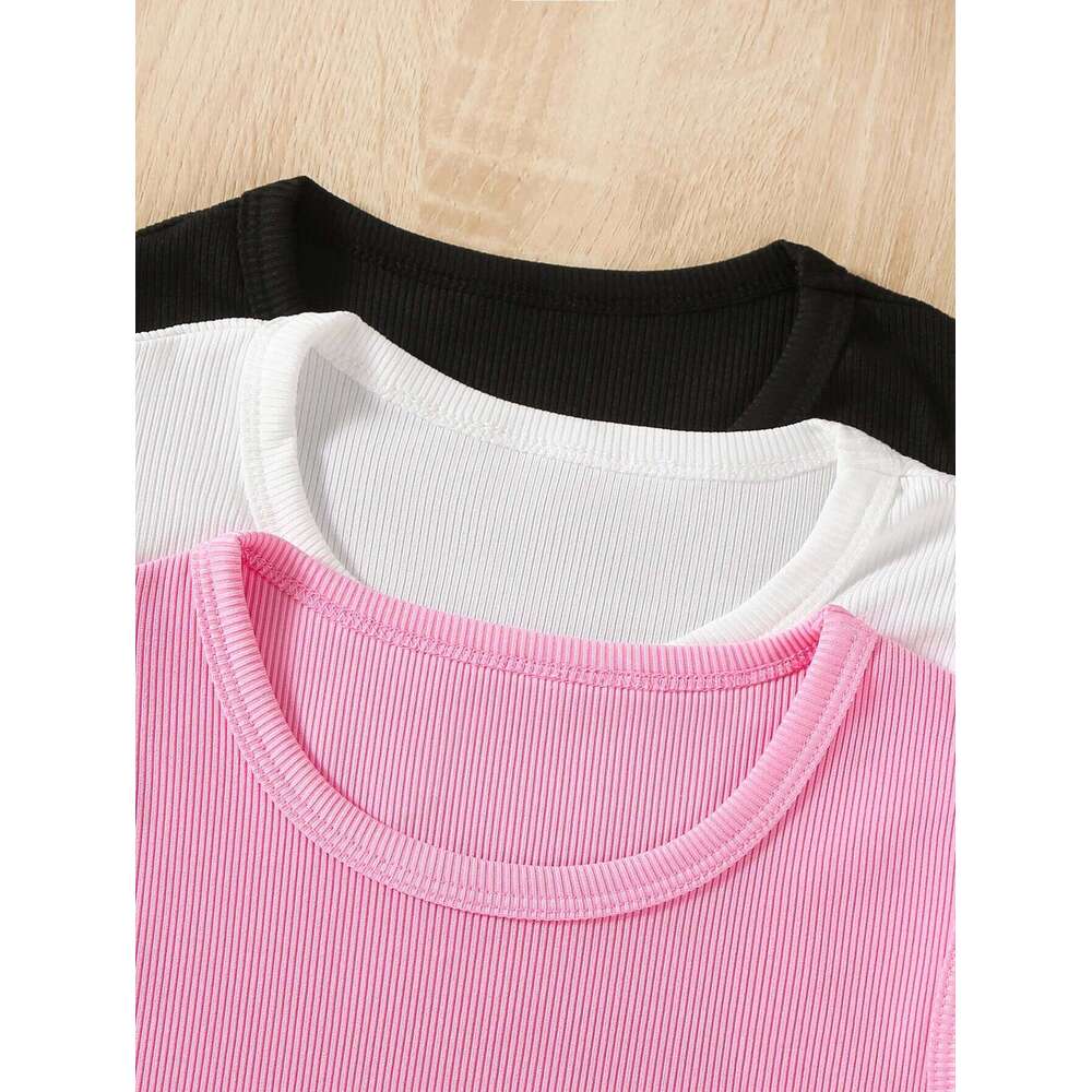 Directional Opening Heating Sales Summer Three-Piece Set of Small Pit Strip Vests for Girls and Older Children, Casual Sports Style 26Y0209