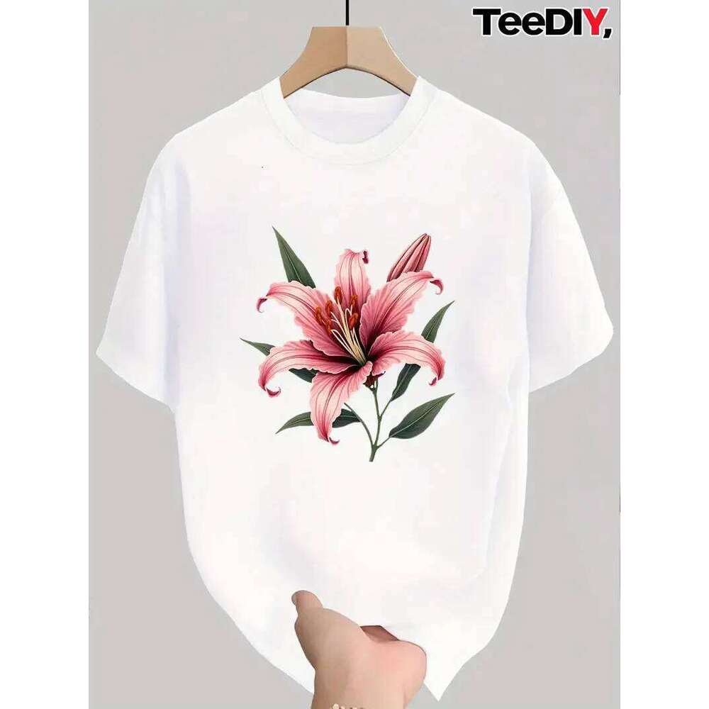 Cotton 100% European and American Duck-printed Fashionable Round-neck Short-sleeved T-shirt Women's Top Graphic T Shirts X260209