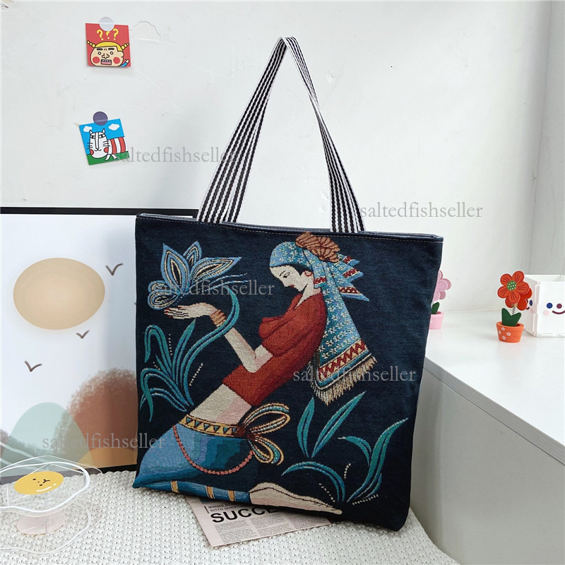 2026 Luxury Large Capacity Embroidered Canvas Bag Fashion Versatile Outdoor Handheld Tote Bag Leisure Shopping Versatile Shoulder Bag