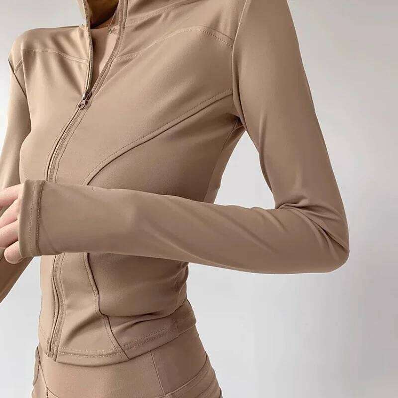 Sun Quick Drying Sports Coat Tight Top Yoga Long Sleeve Zipper Running Fitness Women's S-3XL 26Y0209