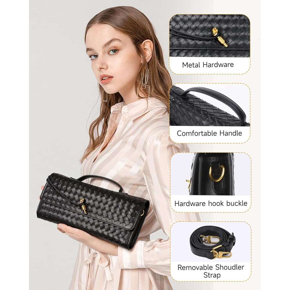 Trendy Woven Women Underarm Handbag Cute Satchels Crossbody Purse PU Wallet For Women Formal Satchel Leather Evening Bag Shoulder Handbag