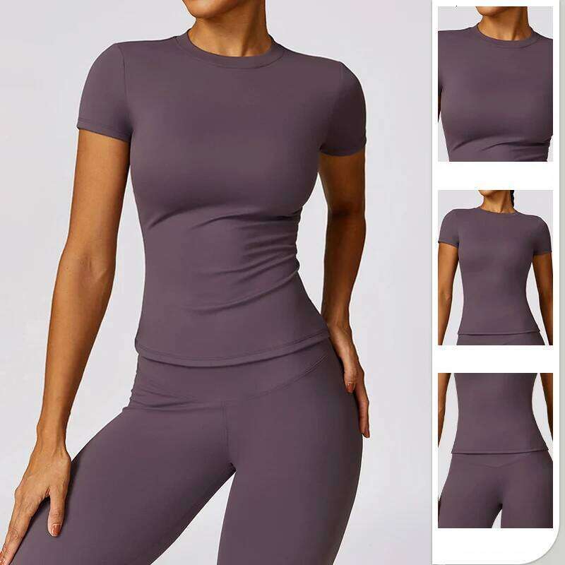 Women's Sports T Shirt Summer Short Sleeve Running Round Neck Breathable Stretchy GYM Yoga Slim Fitness Active Top Tee 26Y0209