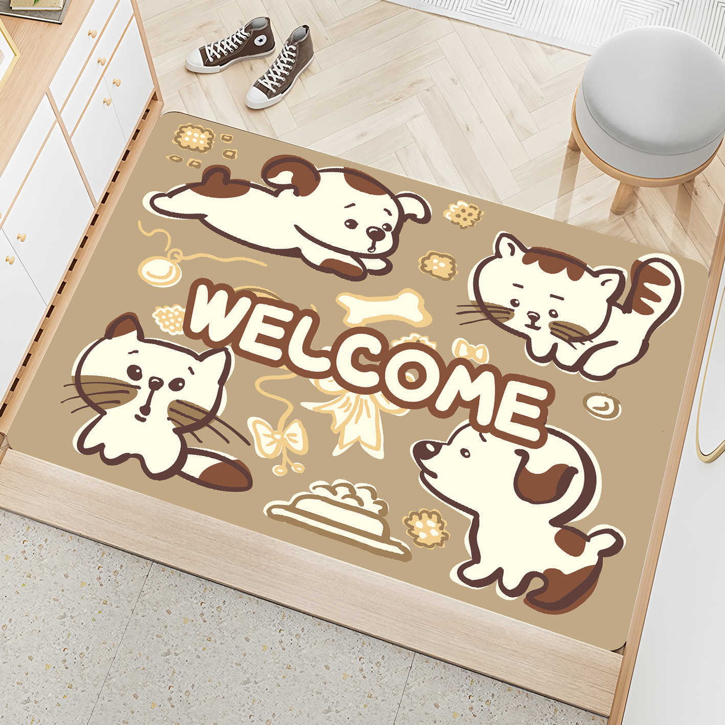 2025 Cute Cartoon New Entryway Doormat Carpet for Home Use Bathroom Non-Slip and Dirt-Resistant Diatomite Soft Mat S260207