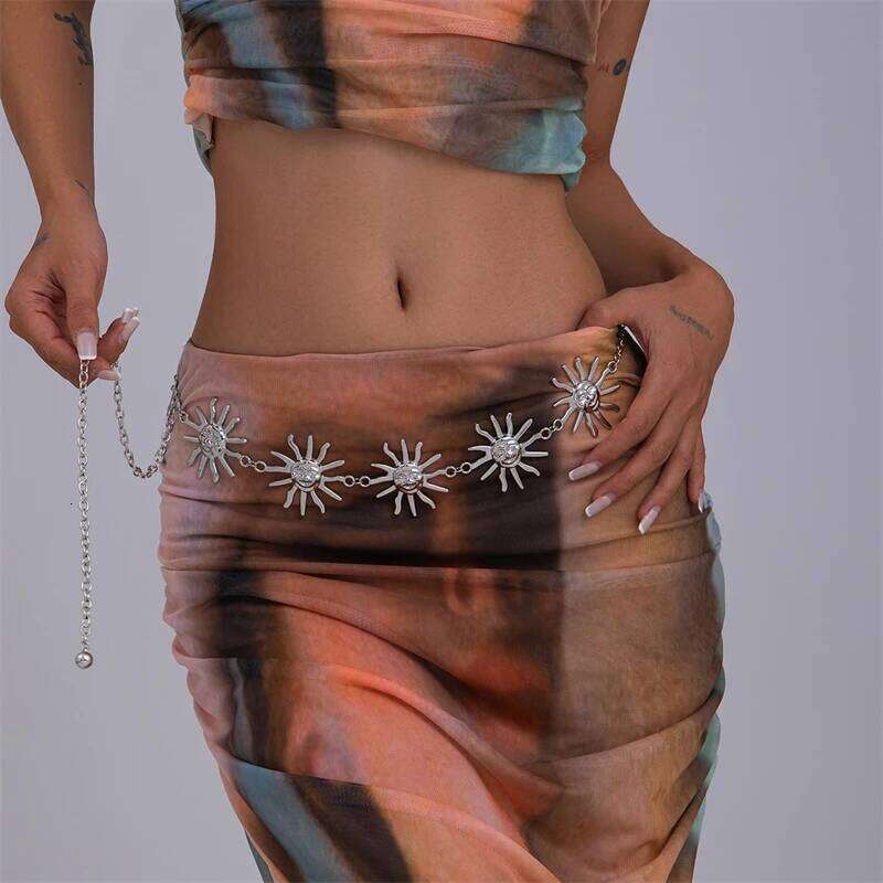 Ethnic Style Waist Accessories Bohemia Versatile Belt Women's Dress High-end Waistband Retro Metal Star Sun Belly Chain X260209