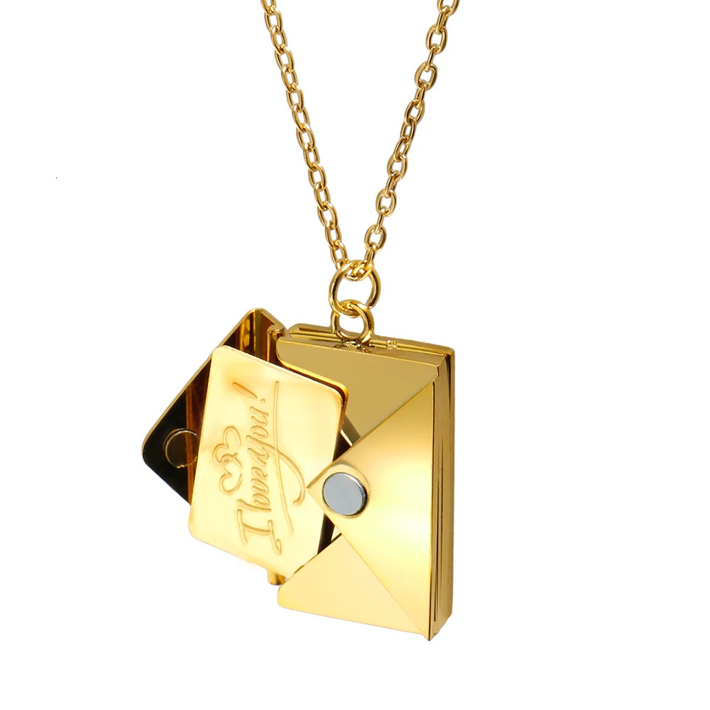 Stainless Steel Envelope Pendant Necklace Metal Waterproof Jewelry For Women 260124