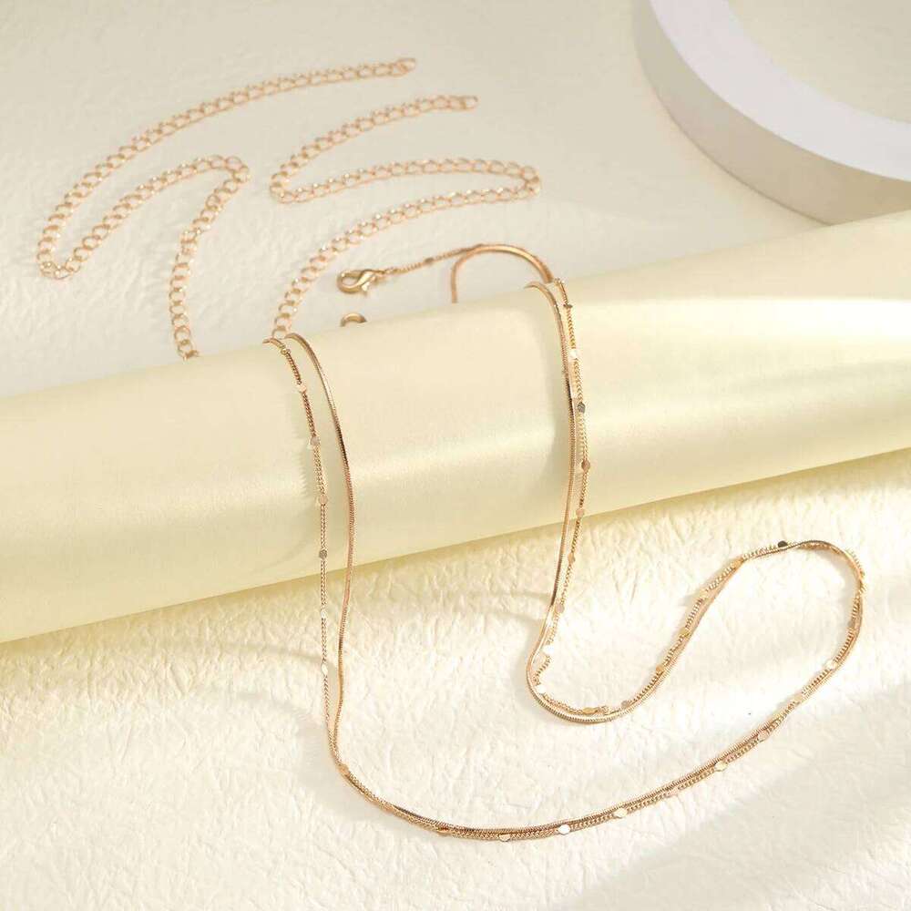 Double Layer Sequin Coin Waist Chain Belt Summer Boho Beach Bikinis Simple Adjustable Body Jewelry Set for Women Gifts 2024 New X260209