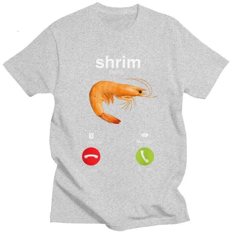 Shrim Is Calling T Shirt Short Sleeve Funny Shrimp Meme T-shirt Streetwear Tops for Husband Boyfriend Slim Fit Aesthetic Clothes X260209