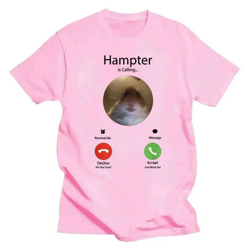 Dank Meme Hamster Staring Front Camera Hampter Calling Printed T-shirt Women Men Casual Streetwear Top Short Sleeve T-shirts X260209