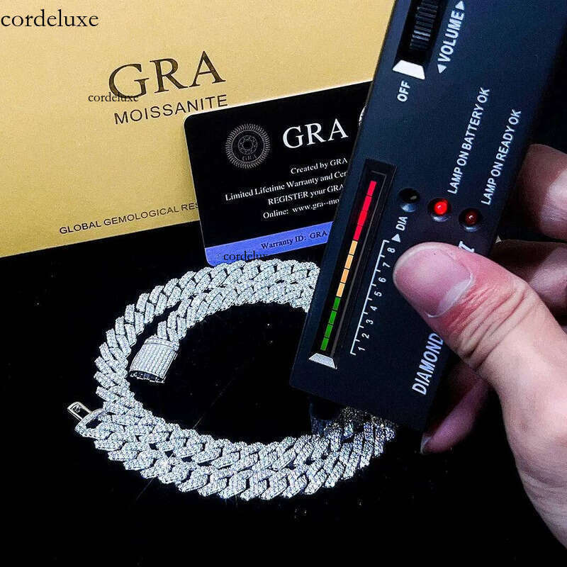 designer necklace cuban necklaces pass dia test 8-14mm wide gra moissanite gold sterg sier k chain for men hip hop chains 81