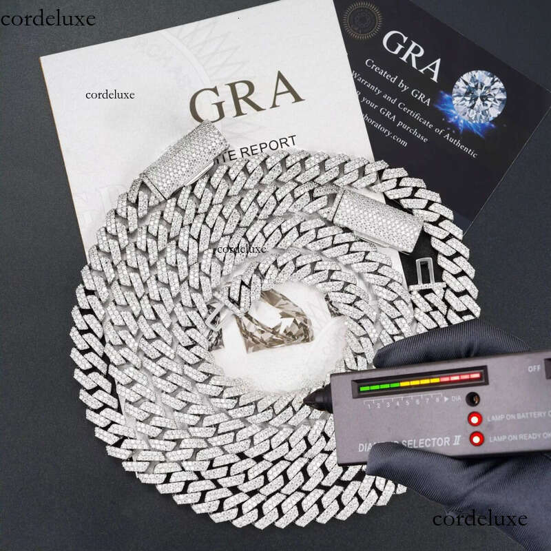 PROMOTION Fine 10mm Chain Bust Down Cuban Link VVS Moissanite Hip Hop Iced Out Gold Plated Necklace 8b