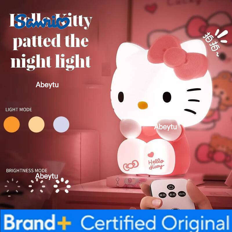 Sanrio Kt Cat Touch Night Light Kawaii Bedside Lamp Cute Anime Decor for Girls Room Gift with Soft Glow H2602091